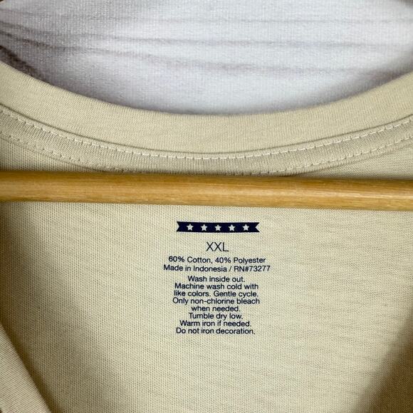 Womens Flamingo V Neck Beige T-Shirt 5 Stars Size XXL - Picture 3 of 6